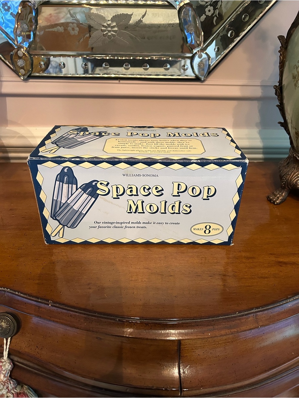 Williams-Sonoma Blue and Cream Space Pop Molds Box